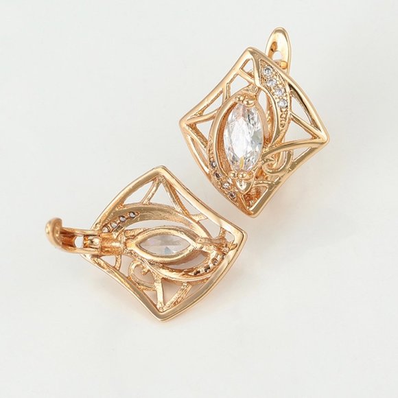 Elegant CZ Earrings and Ring 18KGP Set - Picture 5 of 12
